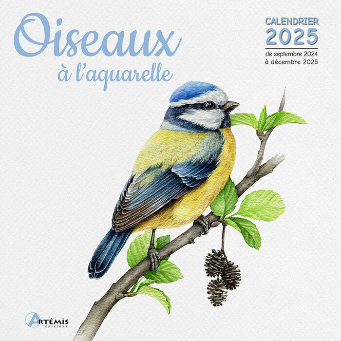 Calendrier Français 2025 Dessins Oiseaux Aquarelle
