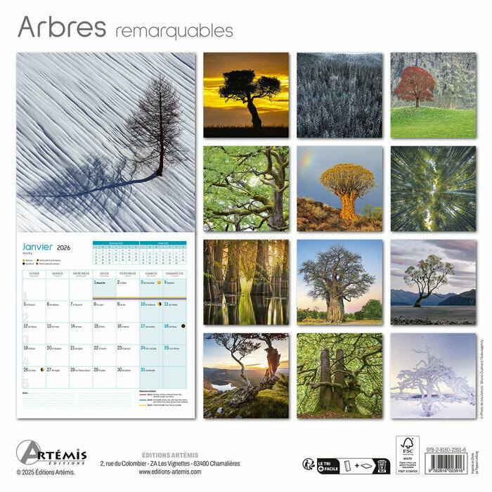 Calendrier papier 2026 Arbres Remarquables