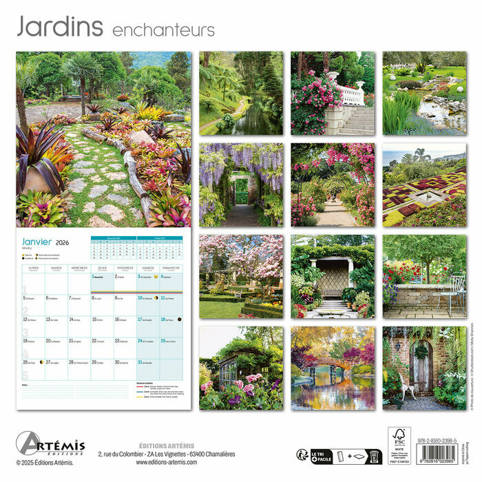 Calendrier français 2026 Jardins Enchanteurs