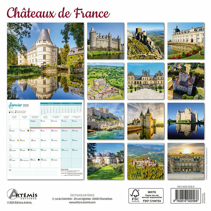 Calendrier Français 2025 Châteaux de France
