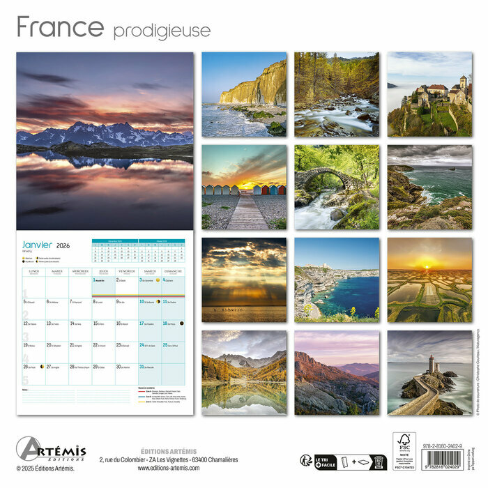 Calendrier mural 2026 France Prodigieuse