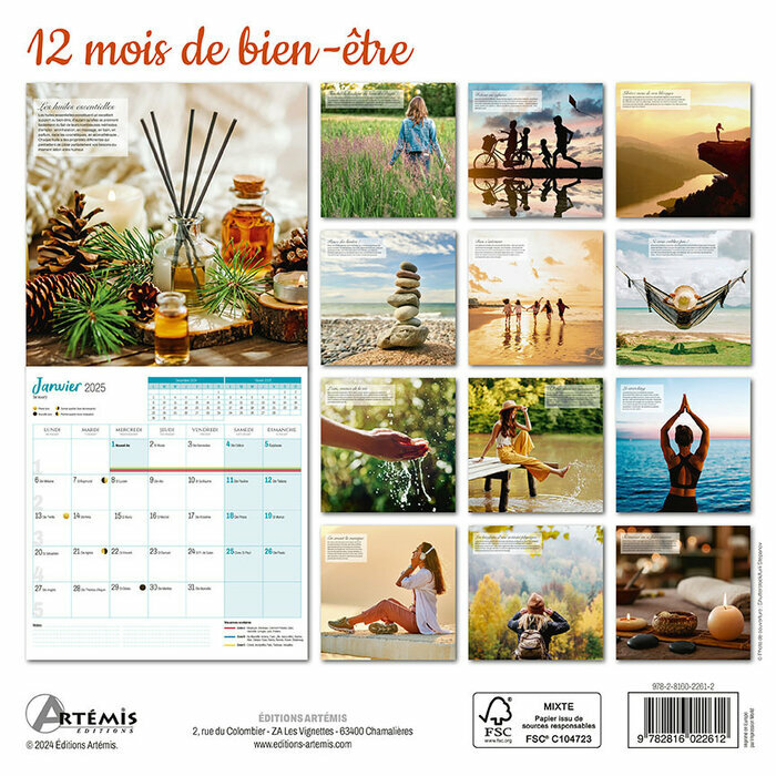 Calendrier Franais 2025 12 Mois de Bien-tre