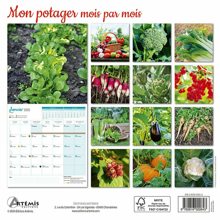 Calendrier Français 2025 Mon Potager mois par mois