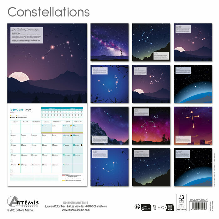 Calendrier Franais 2025 Constellations Etoiles