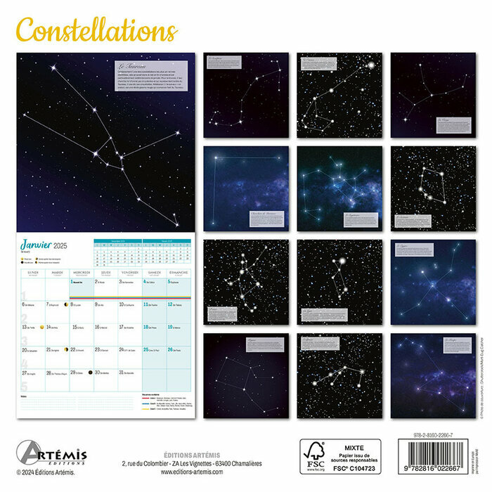 Calendrier Français 2025 Constellations Etoiles