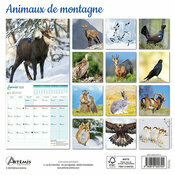 Calendrier Français 2025 Animaux de Montagne