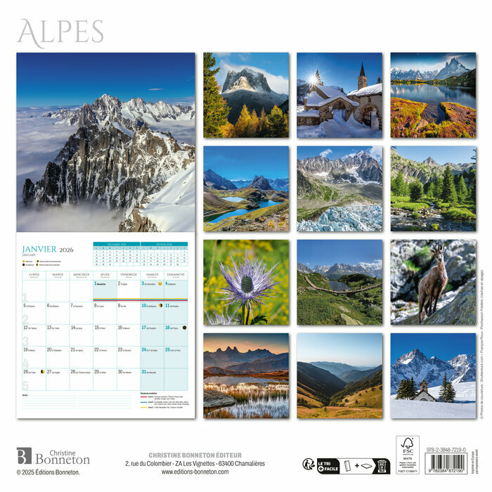 Calendrier 2026 Alpes Montagne