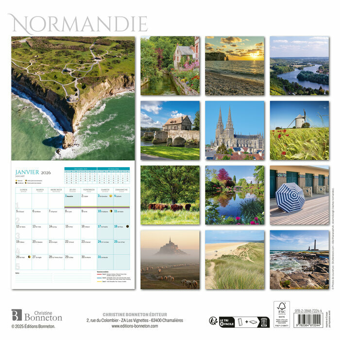 Calendrier papier 2026 Normandie