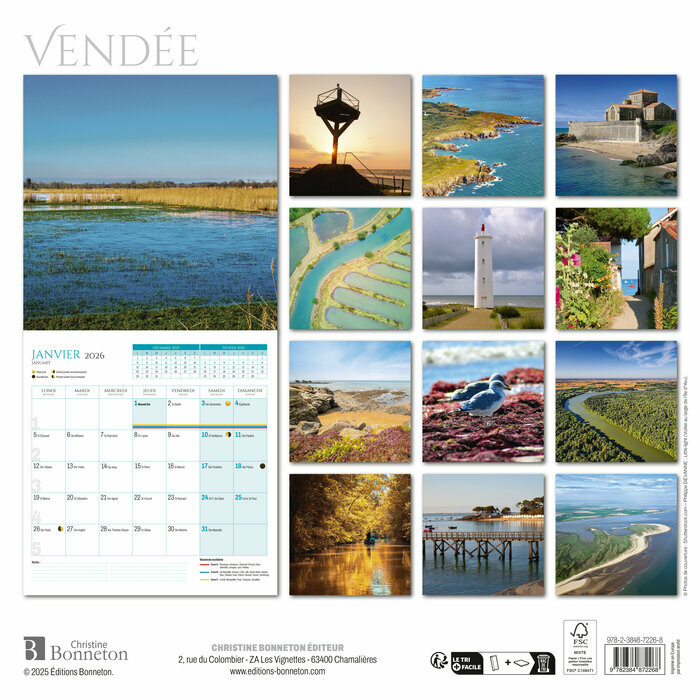 Calendrier Mural papier  2026 Vendée