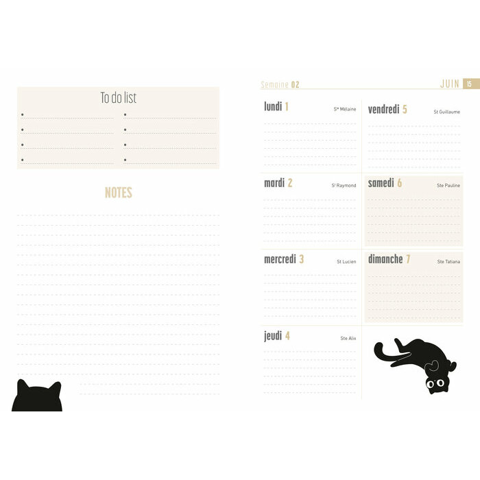 Agenda Franais 2026 Dessins Chat 
