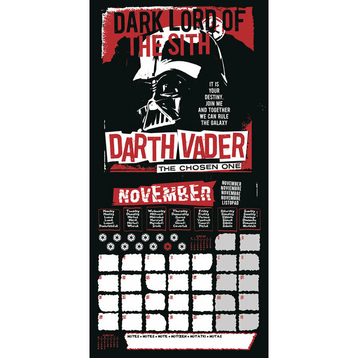 Calendrier 2025 Star Wars Ct Sombre Vilains