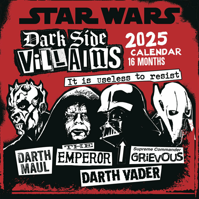Calendrier Mural 2025 Dark Vador Star Wars Ct Sombre Vilains