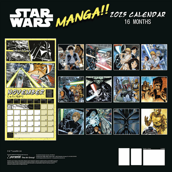 Calendrier 2025 Jedi Star Wars Manga