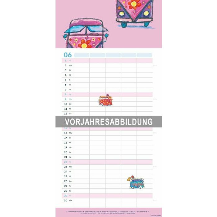 Calendrier Familial mural 2026 Combi Volkswagen