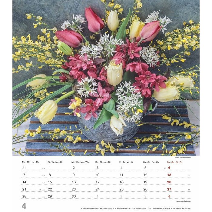 Calendrier Spirale 2025 Bouquets de Fleurs