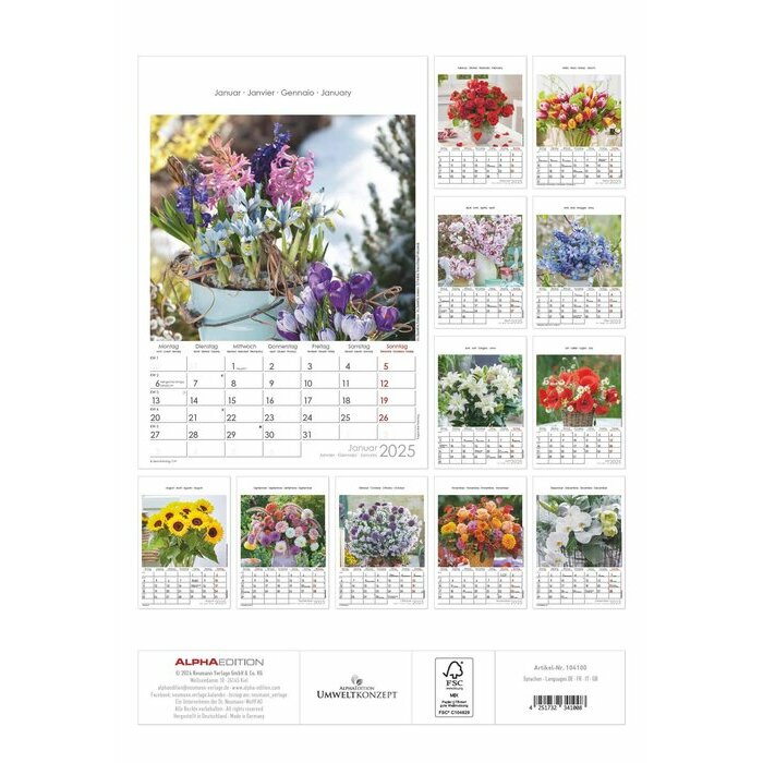 Calendrier Spirale 2025 Fleurs