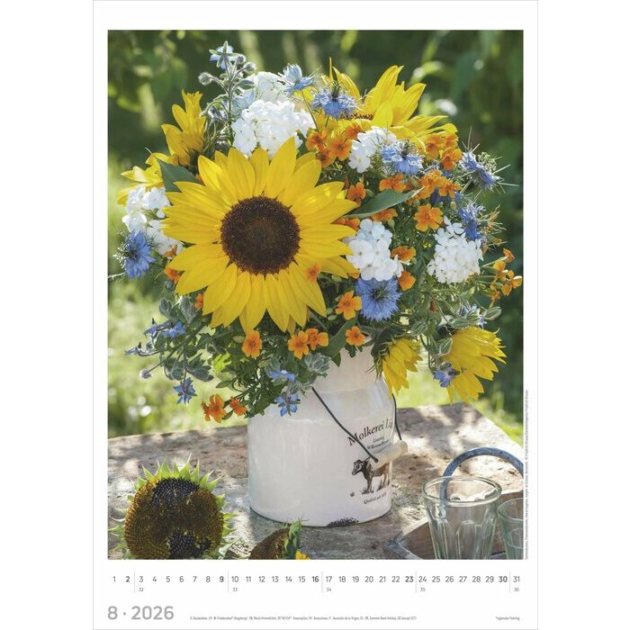 Calendrier A3 Spirale 2025 Bouquets Fleurs Champtres Tournesols