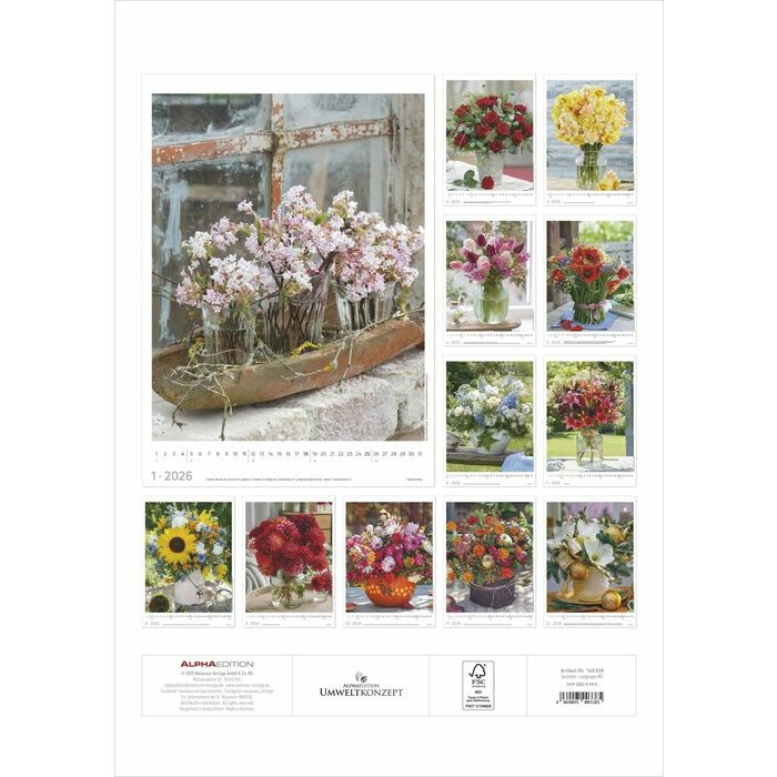 Calendrier A3 Spirale 2025 Bouquets Fleurs Champtres