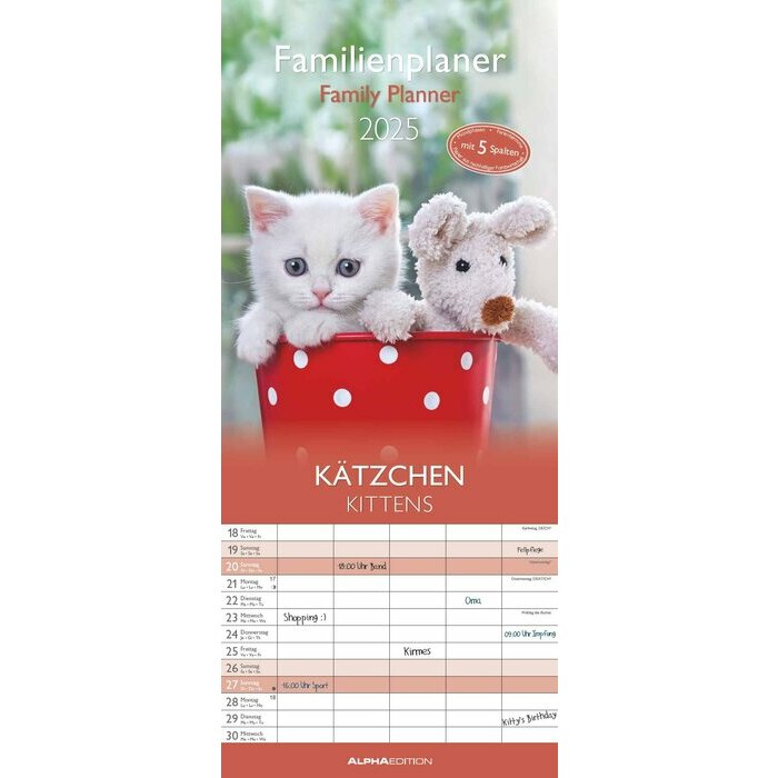 Calendrier Papier Familial 2025 Chatons