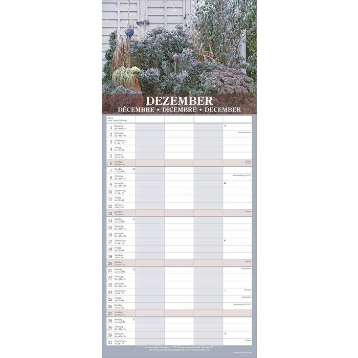 Calendrier Spirale Familial 2025 Jardins Fleurs