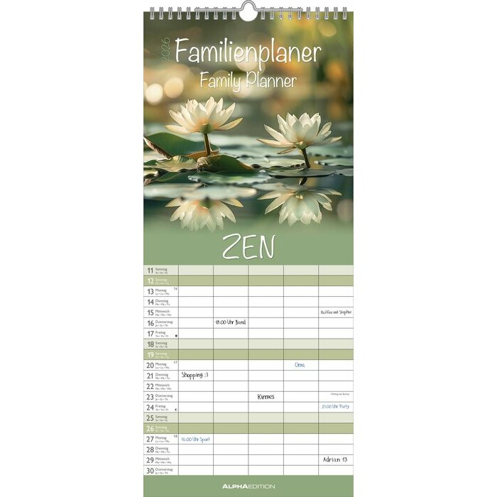 Calendrier Familial Mural 2025 Zen Lotus