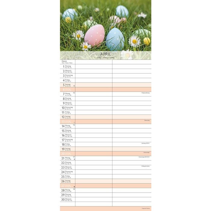 Calendrier Mural Organisation pour 2 personnes 2025 