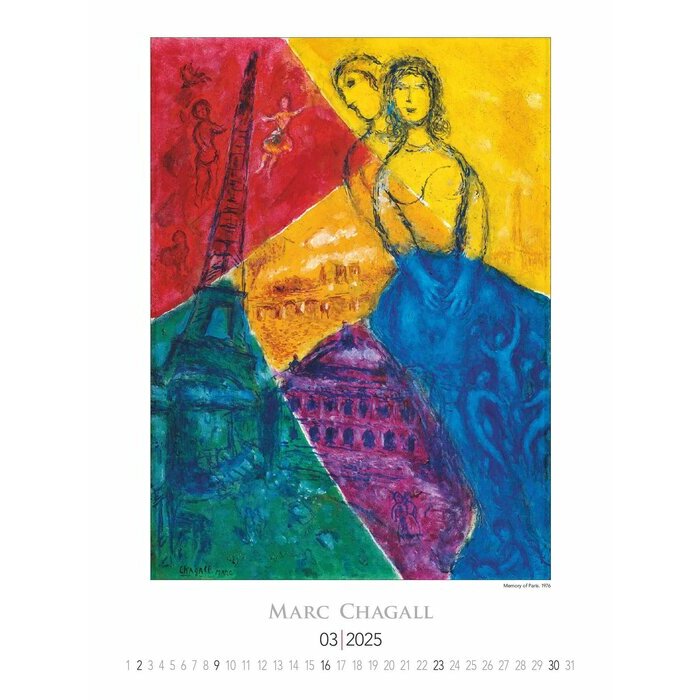 Maxi Calendrier Mural 42x56cm 2025 Marc Chagall
