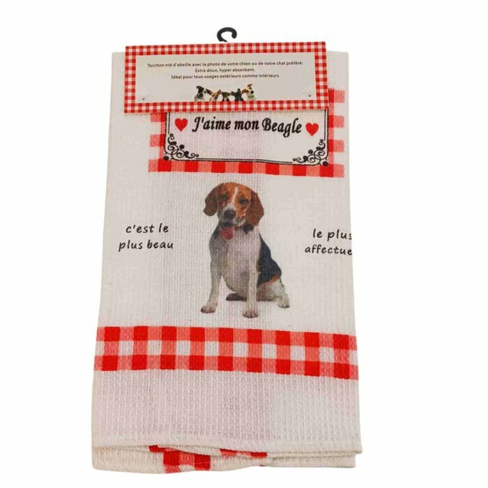 Torchon Cuisine Nid d'Abeille Beagle