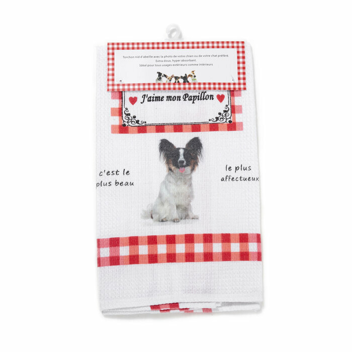 Torchon Nid d'Abeille Epagneul Papillon