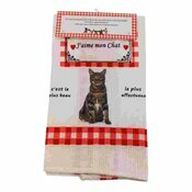 Torchon Nid d'Abeille Chat Tigré Foncé