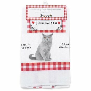 Torchon Nid d'Abeille British Shorthair Gris Torchon Nid d'Abeille British Shorthair Gris