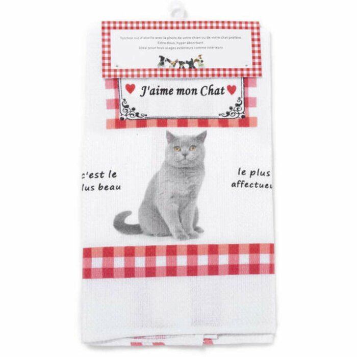 Torchon Nid d'Abeille British Shorthair Gris