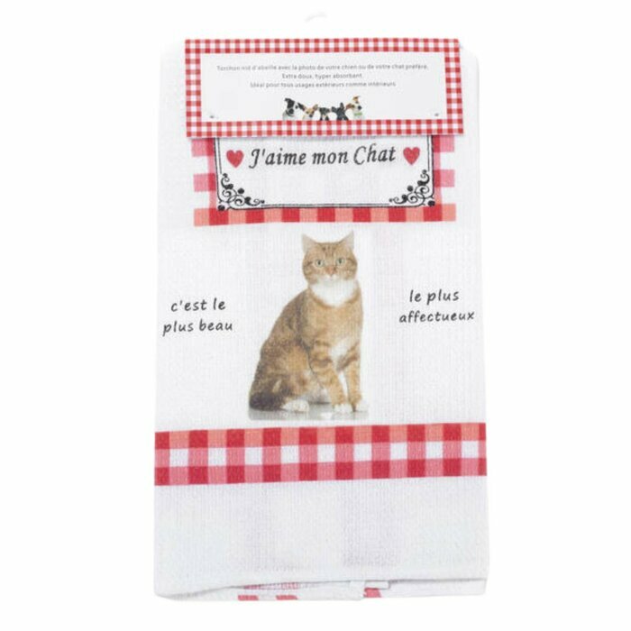 Torchon Nid d'Abeille Chat Tigr Roux