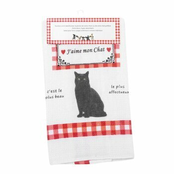 Torchon Nid d'Abeille Chat Noir Torchon Nid d'Abeille Chat Noir