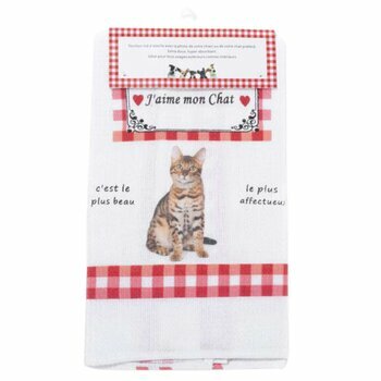 Torchon Nid d'Abeille Chat Tigré Bengal Torchon Nid d'Abeille Chat Tigré Bengal