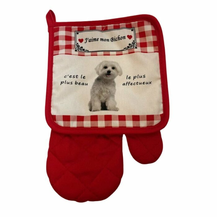Lot de 2 Gants Maniques Bichon Frisé