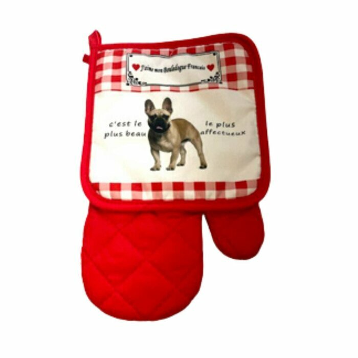 Lot de 2 Gants Maniques Bouledogue Français
