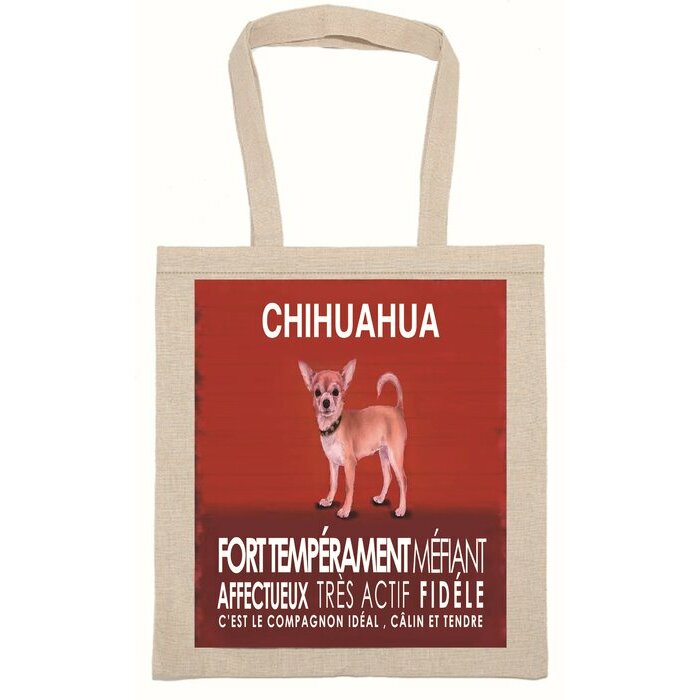 Tote Bag Sac Tissu Chihuahua Fauve