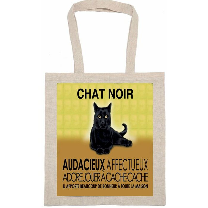 Tote Bag Sac Tissu Chat Noir