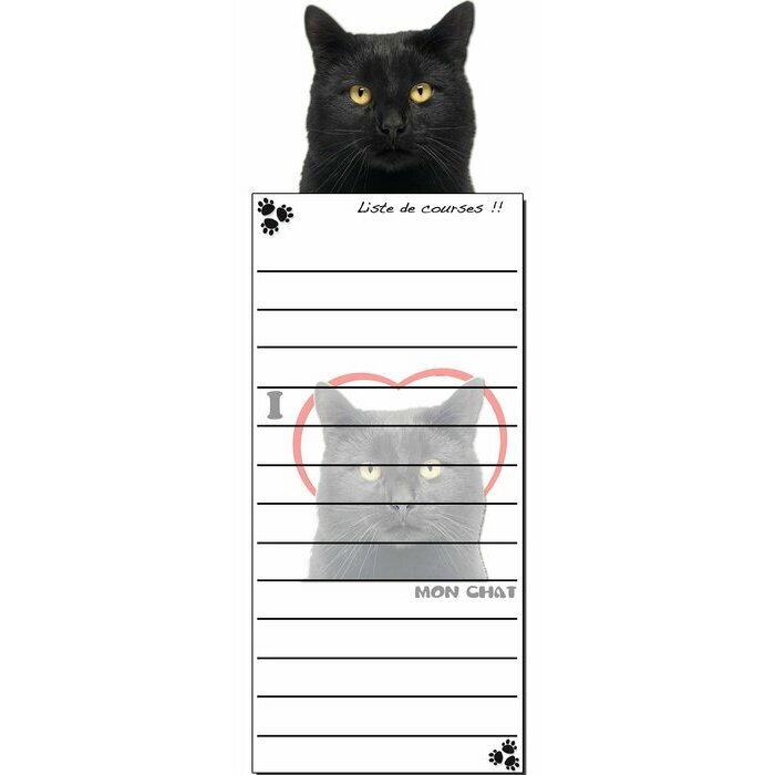 Bloc Listes Courses Aimantée Chat Noir