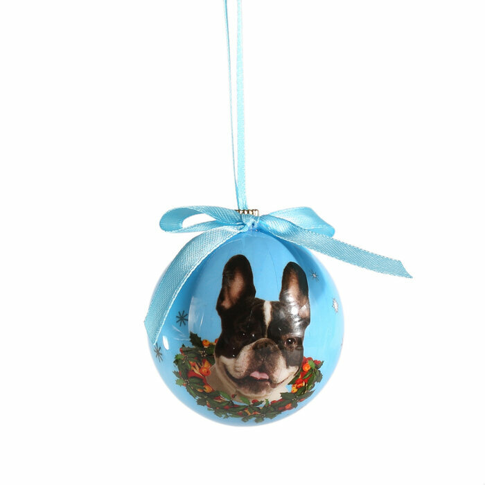 Petite Boule de Nol Bouledogue Franais Noir et Blanc