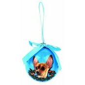 Petite Boule de Noël Chihuahua Fond Bleu