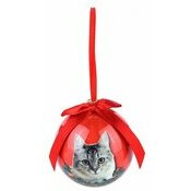 Petite Boule de Noël Chat Gris Claire Tigré
