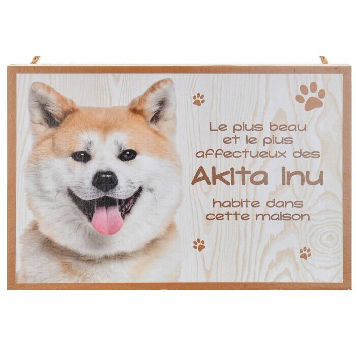 Plaque Bois Dcorative Akita Inu