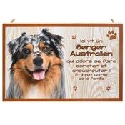 Plaque Bois Dcorative Berger Australien Bleu Merle
