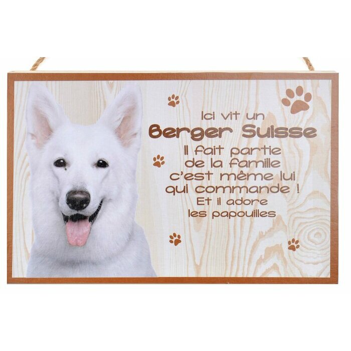 Plaque Bois Dcorative  Berger Blanc Suisse