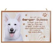Plaque Bois Dcorative  Berger Blanc Suisse