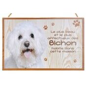 Plaque Bois Dcorative Bichon Fris
