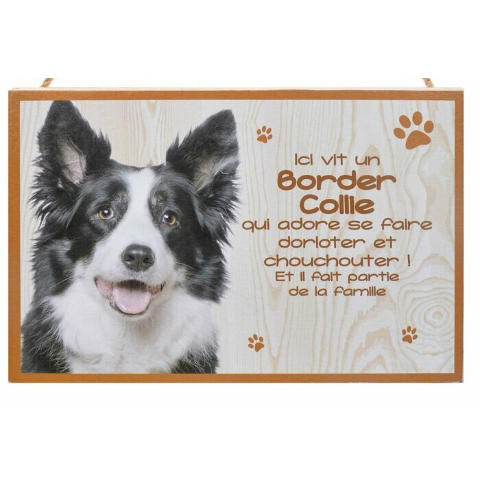 Plaque Bois Décorative Border Collie