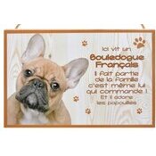 Plaque Bois Dcorative Bouledogue Franais (fauve)